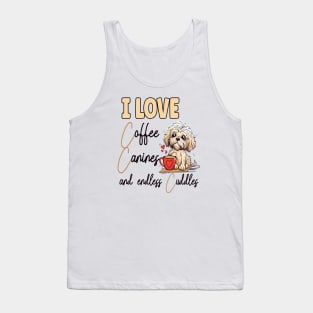 I Love Coffee Canines and Cuddles Shih Tzu Owner Funny Tank Top